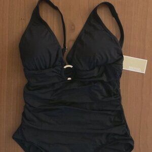 Michael Kors O - Ring One Piece Swimwear Black with wire Bra Adjustable Straps